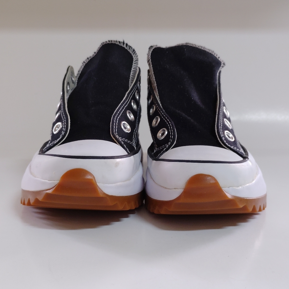 Converse Kids Black Canvas Slip-On Sneakers with White Toecaps and Gum Outsoles - Picture 4 of 9